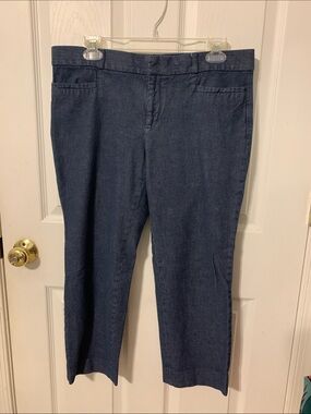 Banana Republic Sloan Dark Navy Stripe Cropped Pants  -  size 12P